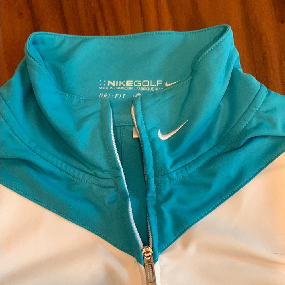 Womens Nike Golf Turquoise and White Zip-Up Jacket Size M